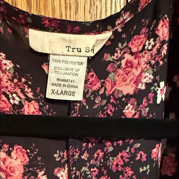 Floral Black and Pink Women's Blouse - Picture 2 of 4